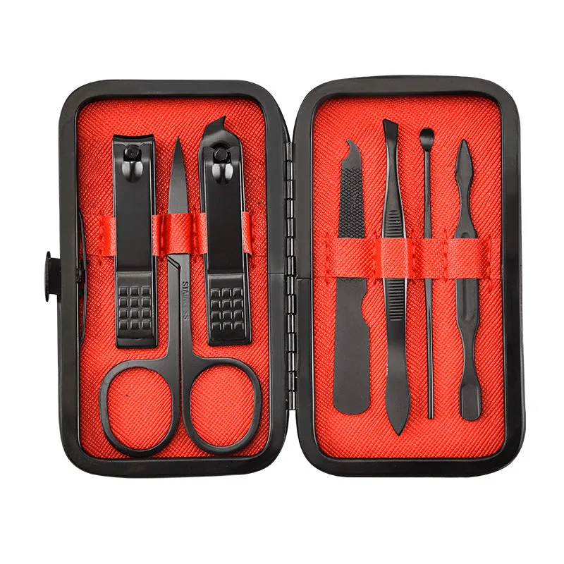 Black Manicure Set 7-Piece Set Nail Scissors Nail Clippers Set Manicure Manicure Implement