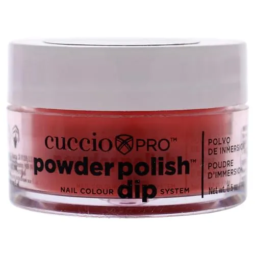 Cuccio Pro Powder Polish Dip - Red w/Orange Undertones - Nail Lacquer for Manicures/Pedicures, Easy, Fast Application/Removal - No LED/UV Light Needed - Non-Toxic, Odorless, Highly Pigmented - 0.5 oz