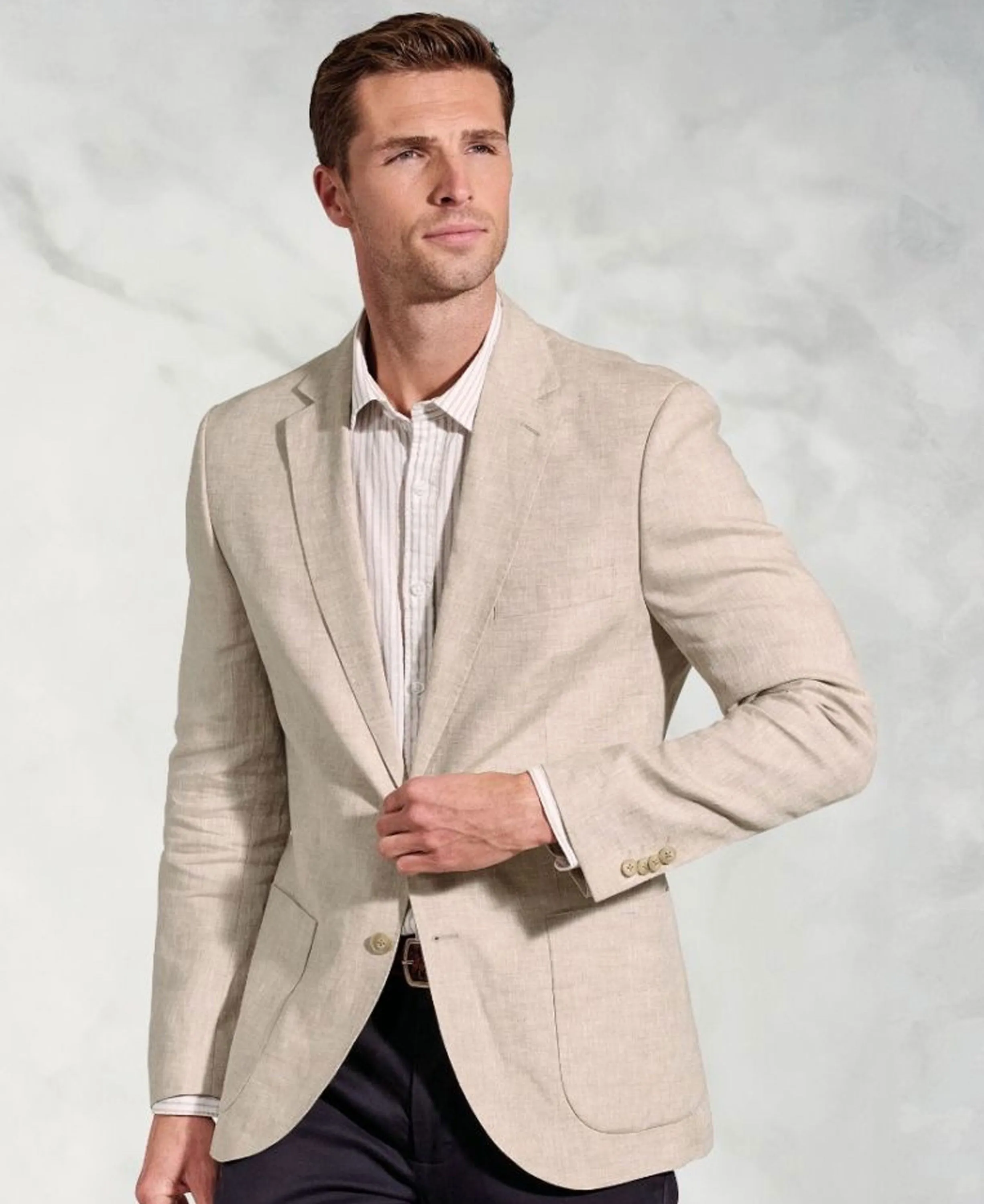 Eastwood Tailored Fit Linen Jacket - Sand