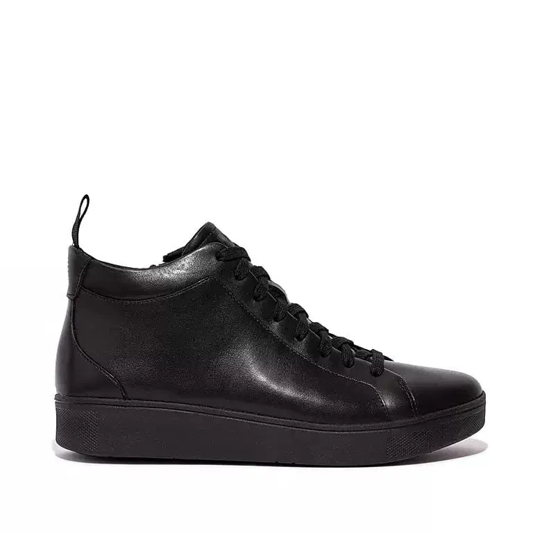FitFlop Rally Leather High-Top Sneaker All Black