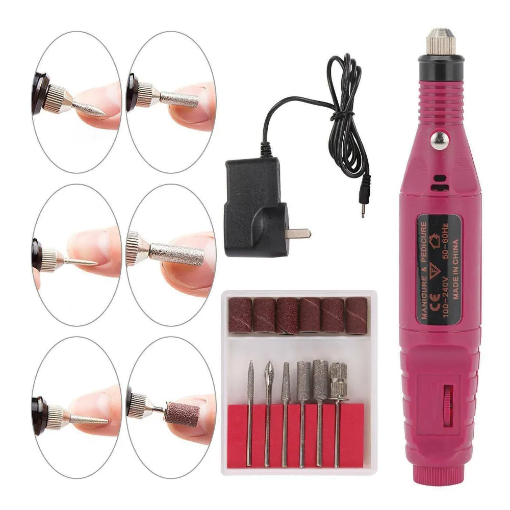 High-Speed Electric Nail Drill Kit, 12-Piece Set, Pink