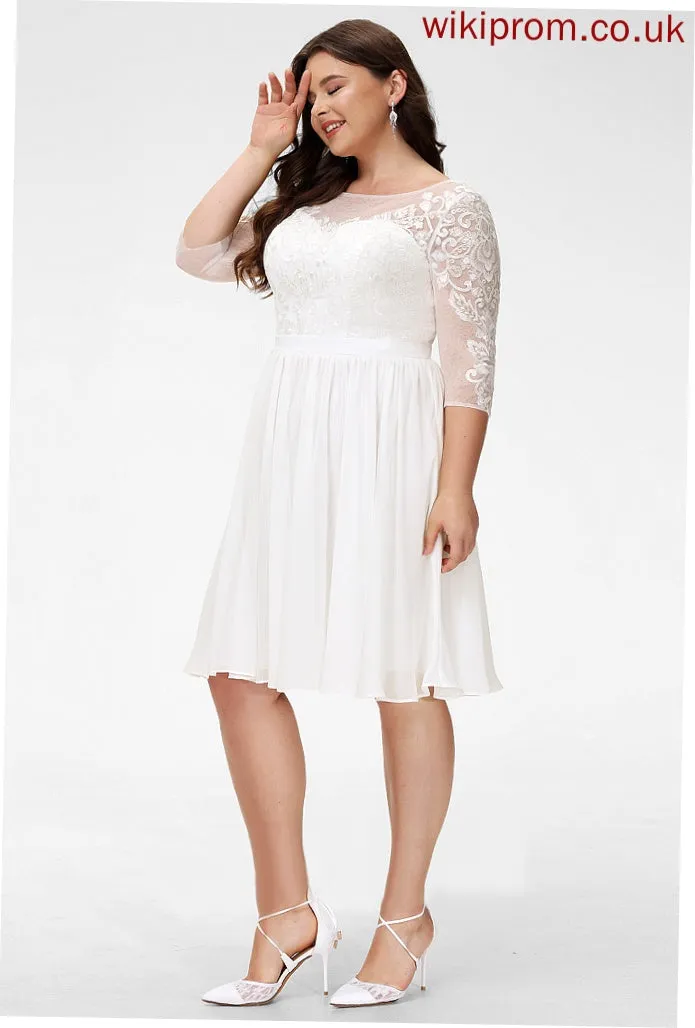 Lace A-Line Knee-Length Sequins With Kenna Wedding Wedding Dresses Dress Scoop Chiffon