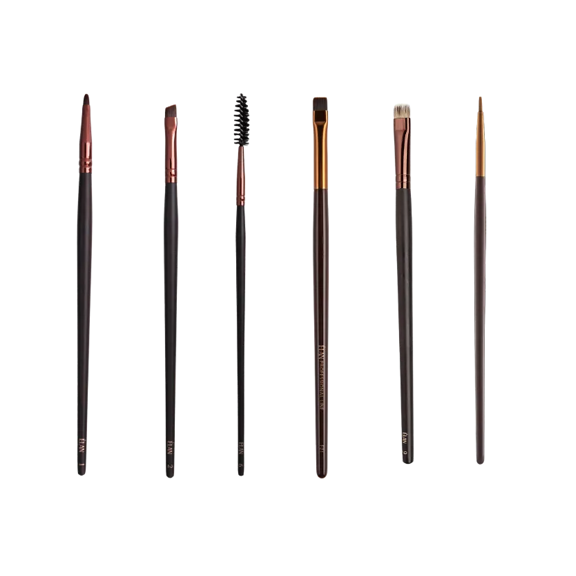 ÉLAN - Premium Professional Brow Brush Set (6 brushes, made from solid African Blackwood)