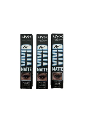 NYX Professional Makeup Vivid Matte Liquid Eyeliner - Black - 0.06 Fl Oz.  Box of 3 eyeliners.